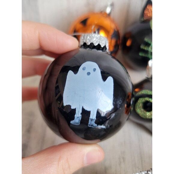 Hallloween ghost pumpkin cat ball ornament set Xmas spooky - Picture 8 of 13